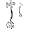 Titanium Belly Button Piercing flower zirconia Internally Threaded