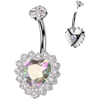 Titanium Belly Button Piercing heart zirconia Internally Threaded