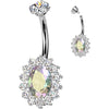 Titanium Belly Button Piercing oval zirconia Internally Threaded