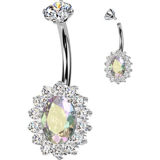 Titanium Belly Button Piercing oval zirconia Internally Threaded