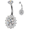 Titanium Belly Button Piercing oval zirconia Internally Threaded