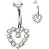 Titanium Belly Button Piercing heart zirconia Internally Threaded