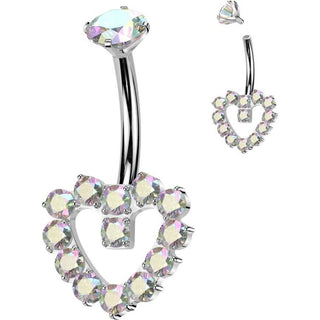 Titanium Belly Button Piercing heart zirconia Internally Threaded
