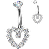 Titanium Belly Button Piercing heart zirconia Internally Threaded