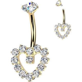 Titanium Belly Button Piercing heart zirconia Internally Threaded