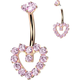 Titanium Belly Button Piercing heart zirconia Internally Threaded