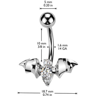 Titan Bauchnabelpiercing Fledermaus Zirkonia Innengewinde