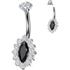 Titanium Belly Button Piercing zirconia marquise cut Internally Threaded