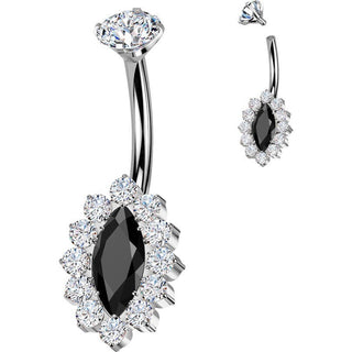 Titanium Belly Button Piercing zirconia marquise cut Internally Threaded