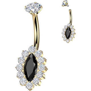 Titanium Belly Button Piercing zirconia marquise cut Internally Threaded