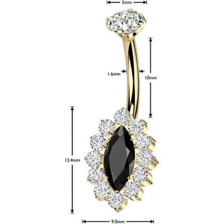 Titanium Belly Button Piercing zirconia marquise cut Internally Threaded