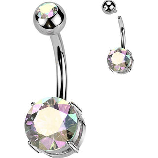 Titanium Belly Button Piercing double zirconia Internally Threaded