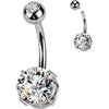 Titanium Belly Button Piercing double zirconia Internally Threaded