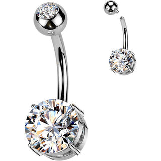 Titanium Belly Button Piercing double zirconia Internally Threaded