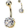 Titanium Belly Button Piercing double zirconia Internally Threaded