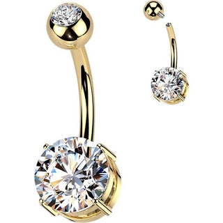 Titanium Belly Button Piercing double zirconia Internally Threaded