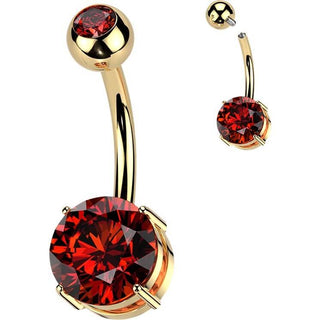 Titanium Belly Button Piercing double zirconia Internally Threaded