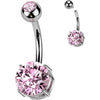 Titanium Belly Button Piercing double zirconia Internally Threaded