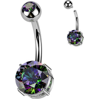 Titanium Belly Button Piercing double zirconia Internally Threaded