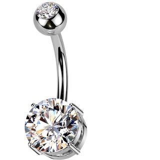 Titanium Belly Button Piercing double zirconia Internally Threaded
