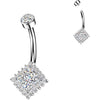 Titanium Belly Button Piercing diamond cubic zirconia pave edge Internally Threaded