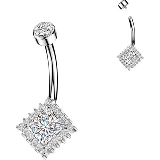 Titanium Belly Button Piercing diamond cubic zirconia pave edge Internally Threaded
