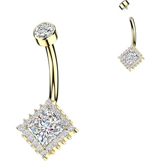 Titanium Belly Button Piercing diamond cubic zirconia pave edge Internally Threaded