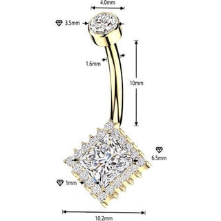 Titanium Belly Button Piercing diamond cubic zirconia pave edge Internally Threaded