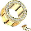 Titanium Tunnel cnc set cubic zirconia rim Internally Threaded