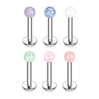 Labret Acryl Glitzer Kugel, 6 Stück