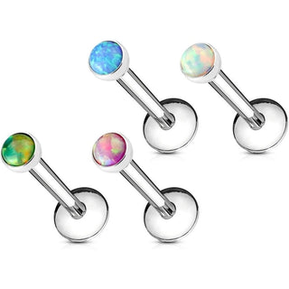 Labret Opal Flat Round Internally Threaded, 4  pieces