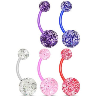 Bauchnabelpiercing Acryl Ultra Glitzer Kugel, 5 Stück