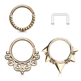 Septum Piercing Set Retainer Ring  Biegbar, 3 Stück