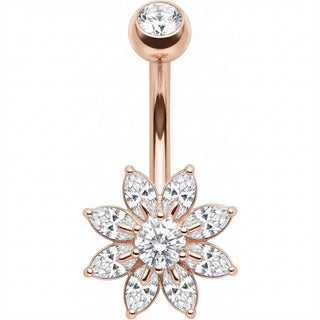 Bauchnabelpiercing Marquise Kristall Blüten Design