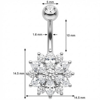 Bauchnabelpiercing Marquise Kristall Blume Blüte