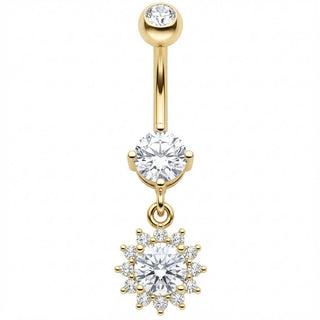 Bauchnabelpiercing Funkelnder Kristall Blüten Anhänger
