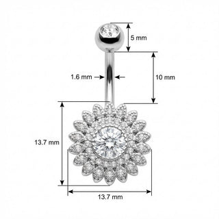 Bauchnabelpiercing Kristallbesetzte Sonnenblume