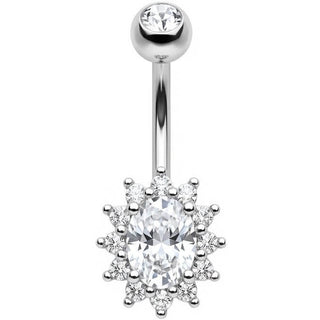 Bauchnabelpiercing Ovaler Kristall Halo Strahlenkranz
