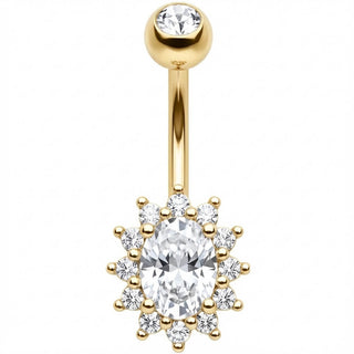 Bauchnabelpiercing Ovaler Kristall Halo Strahlenkranz