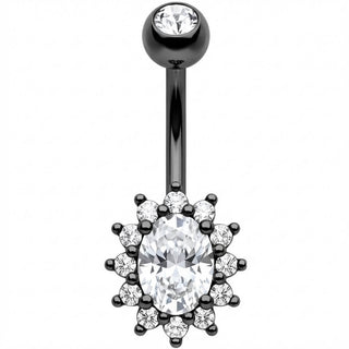 Bauchnabelpiercing Ovaler Kristall Halo Strahlenkranz