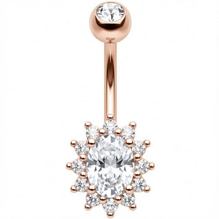 Bauchnabelpiercing Ovaler Kristall Halo Strahlenkranz