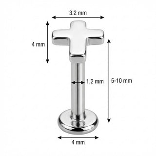 Titan Labret Abgerundetes Kreuz Motiv Innengewinde