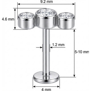 Titan Labret Dreifacher Kristall Bogen Aufsatz Innengewinde