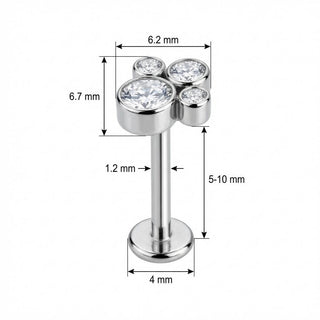 Titan Labret Glitzerndes Pfotenabdruck Design Innengewinde