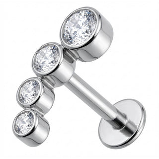 Titan Labret Geschwungener Bogen mit vier Kristallen Innengewinde