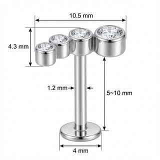 Titan Labret Vier Kristall Bogen Innengewinde