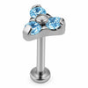 Titanium Labret Three Crystal Trinity Cluster Internally Threaded