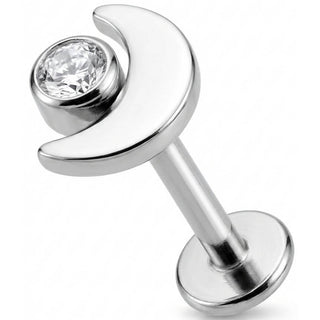 Titan Labret Halbmond mit klarem Kristall Innengewinde