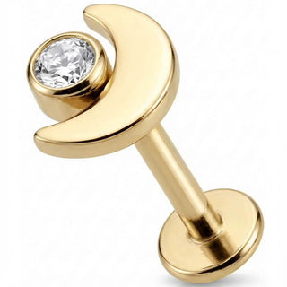 Titan Labret Halbmond mit klarem Kristall Innengewinde
