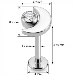 Titan Labret Halbmond mit klarem Kristall Innengewinde